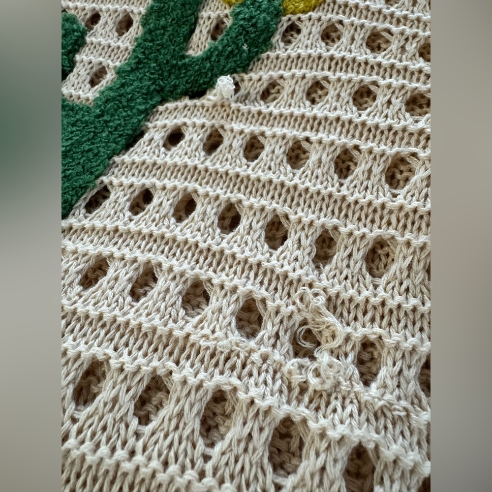 Bibi Edge Stitched Cactus Patch Sweater Crochet S… - image 4